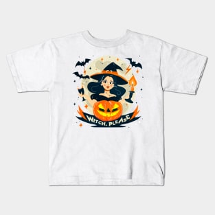 Witch, Please cute pumpkin girl Kids T-Shirt